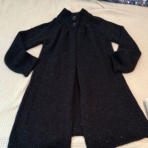Berretti Charcoal Gray Acrylic Wool Blend Long Open Front Cardigan Size L